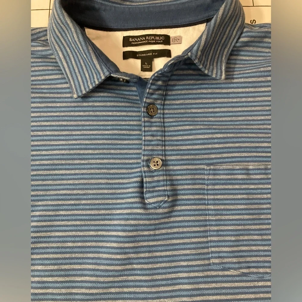 Banana Republic Men’s‎ Large Blue Standard Fit Performance Pique Polo Shirt